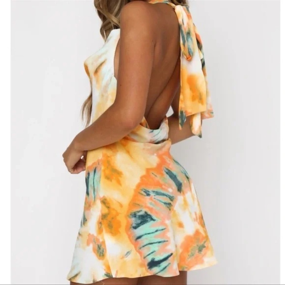 White Fox Boutique Tie Dye Mini Halter Dress - Picture 2 of 2